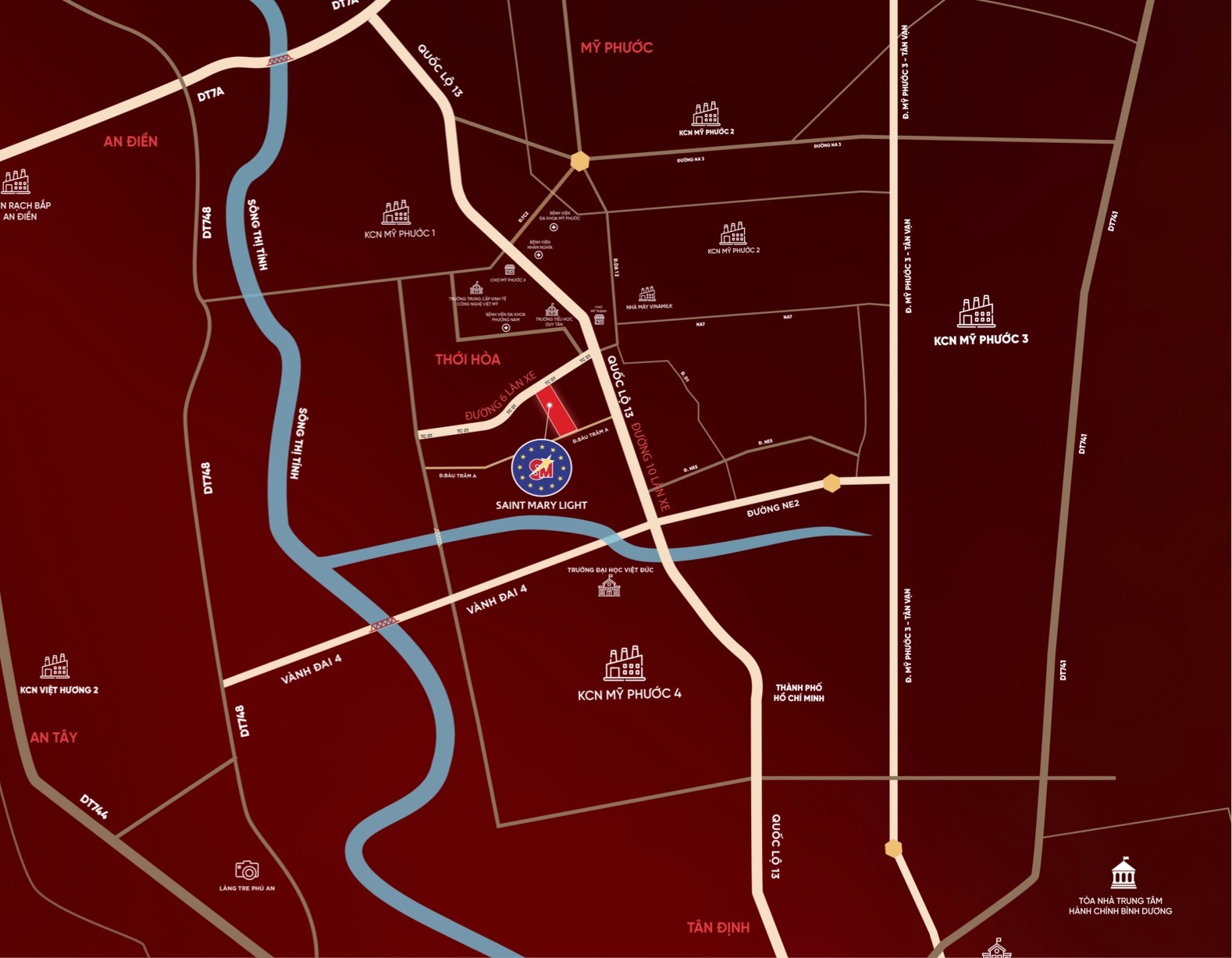 Vị trí dự án Saint Mary Light Bến Cát
